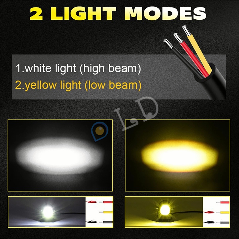 Grade A Dijamin TERANG Lampu Tembak Laser LED Mini 2 Warna High low Putih Kuning Waterproof Lampu Tembak Sorot Motor LED Laser D2 Foglamp Mini Projie Cree LED