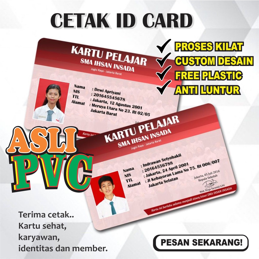 

cetak id card | ANTI LUNTUR | KARTUNAMA USAHA | PREMIUM CARD