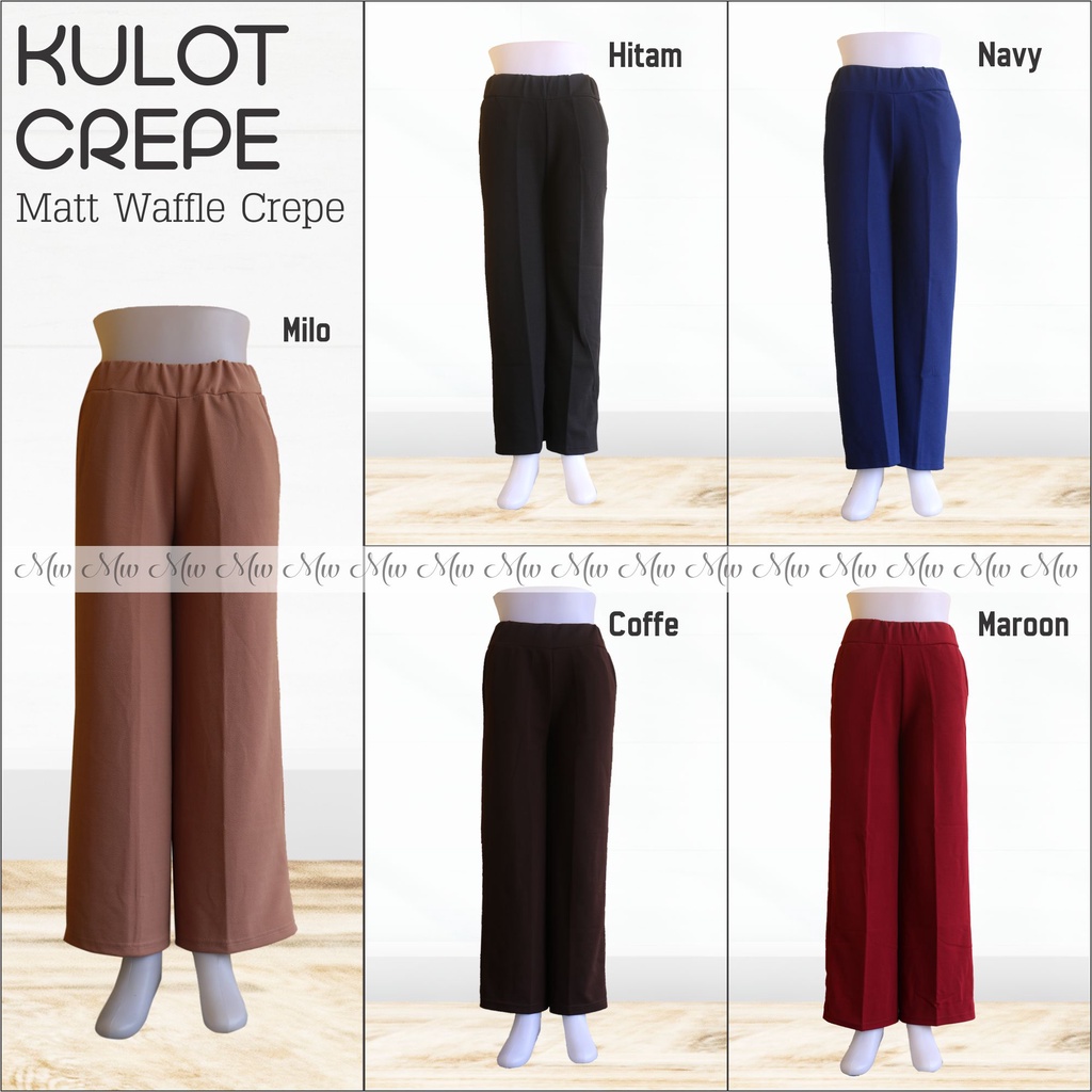 [HARGA GROSIR 10PCS] KULOT PANJANG WANITA CREPE / Celana Polos Salur Stripe Pants Jumbo Murah