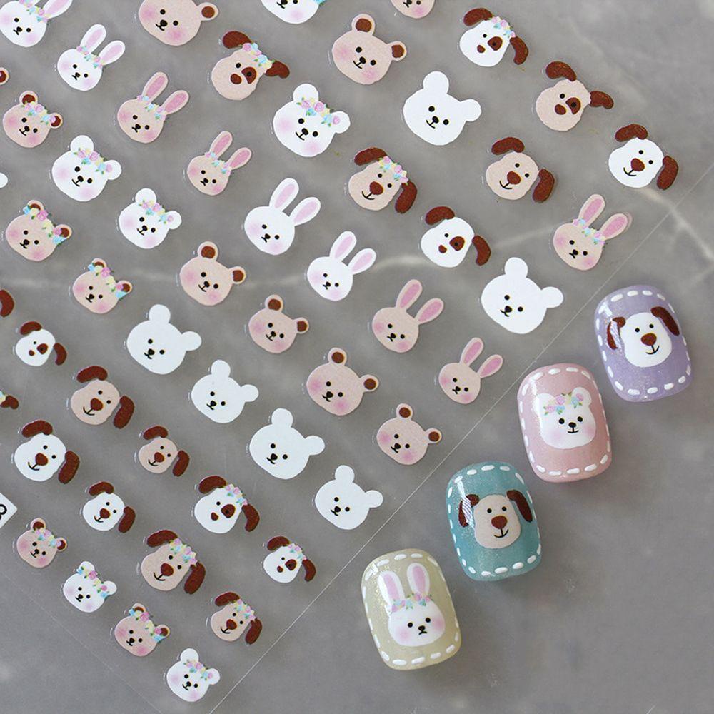 Needway   Kartun Stiker Kuku Gadis Warna-Warni Perekat Diri Anjing Api Nail Art Dekorasi