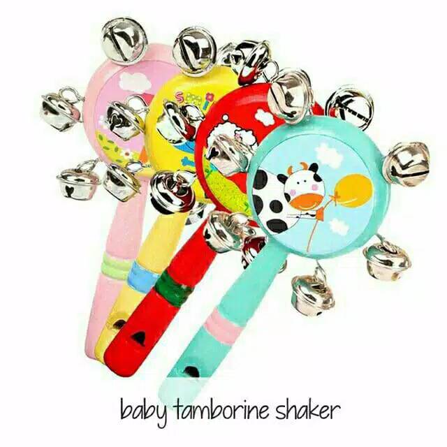 Baby tamborine shaker alat musik bayi mainan kayu