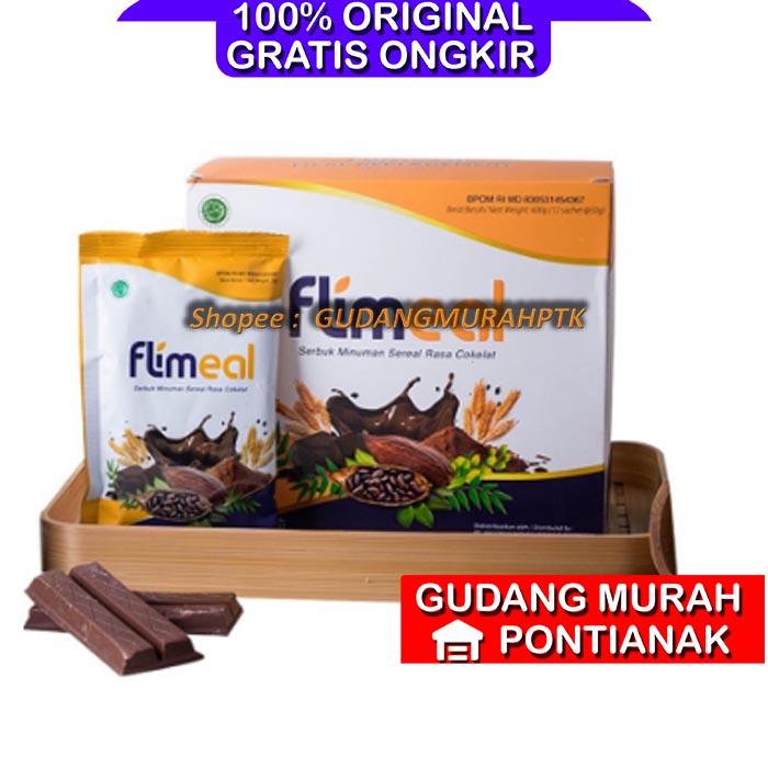 Flimeal (Meal Replacement) - 1 Box (isi 12 sachet) - Coklat Vegan Detox kesehatan