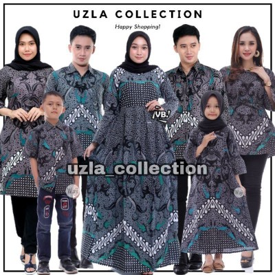 Batik Couple Keluarga Original Uzla Collection Motif Truntum Dimensi Abu