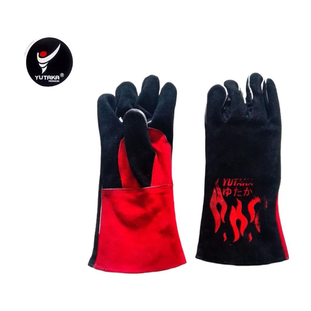 Sarung Tangan Las 14 INCH hitam merah/Termurah Sarung Tangan Kulit 14