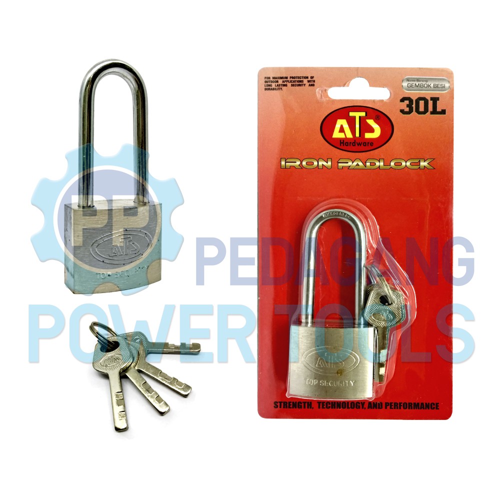 ATS GEMBOK BESI 30 MM LONG PADLOCK KUNCI PAGAR RUMAH LEHER PANJANG