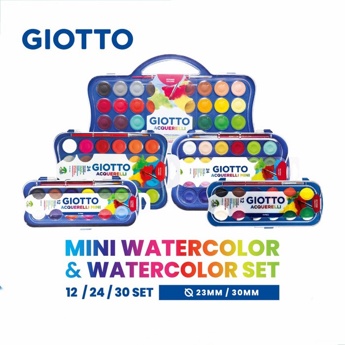 

Buruan Giotto Acquerelli Water Color Cake Block Paint Set Cat Air Padat Terlaris