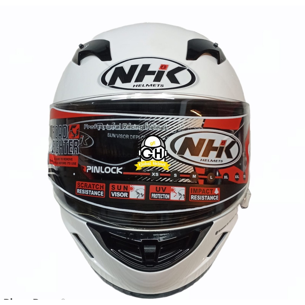 Helm NHK GP1000 GP 1000 GP-1000 GP1K WHITE FULL FACE HELMET