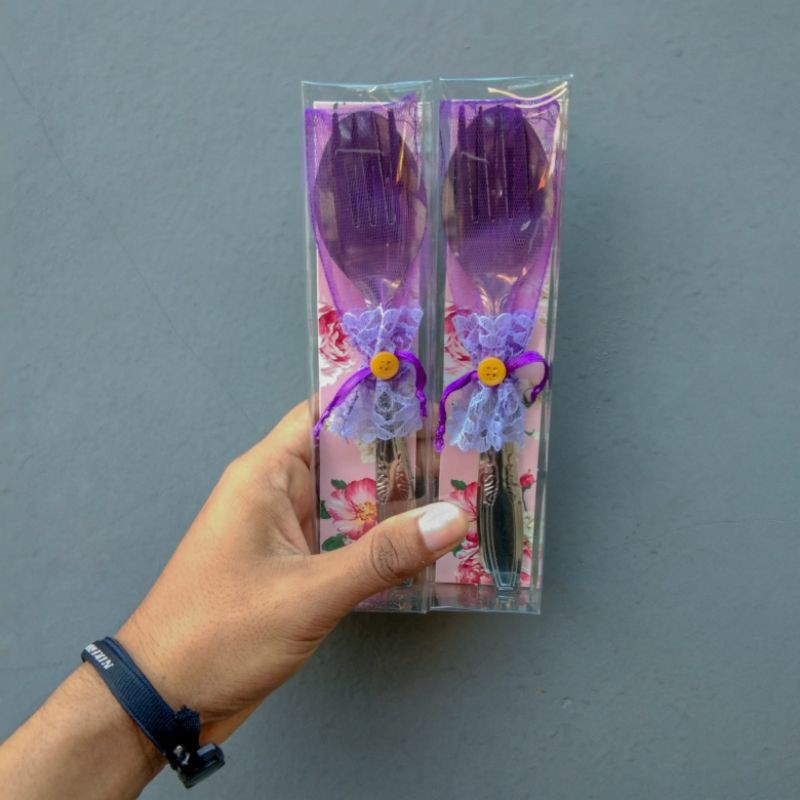 Souvenir sendok garpu kemas mika
