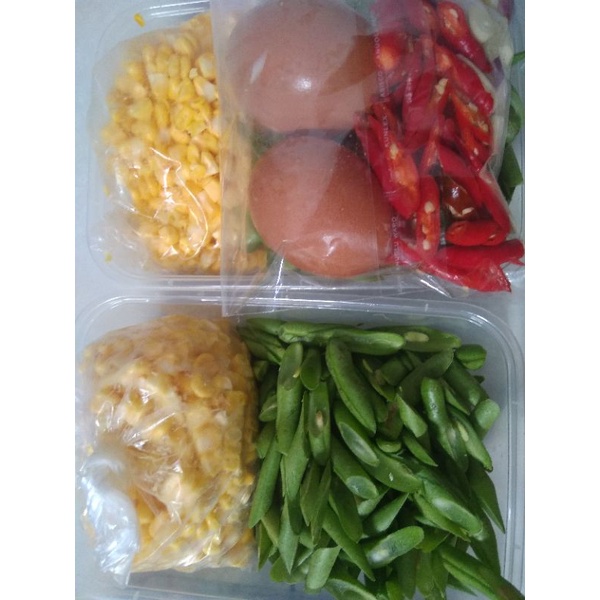 

dapur lanesra, paket sayur instan. tumis buncis jagung telur