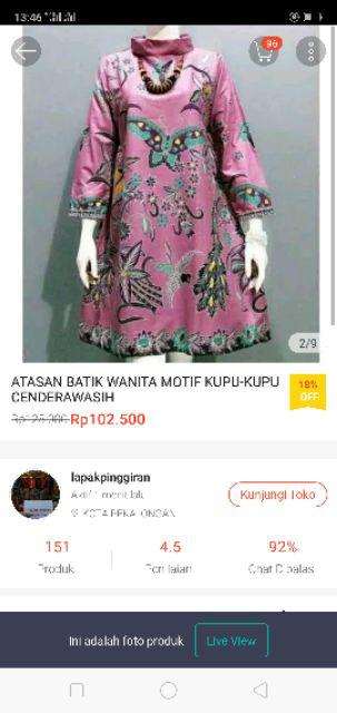 Atasan Batik Wanita Motif Gloria Kupu-kupu Cenderawasih