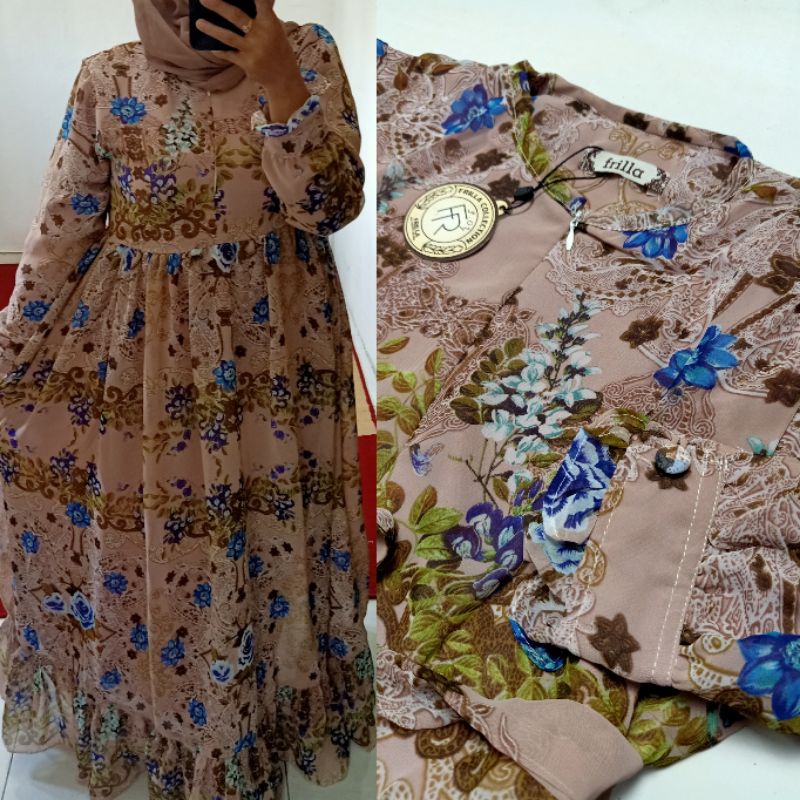 GAMIS FRILLA BUNGA BUSUI pelangi SALE