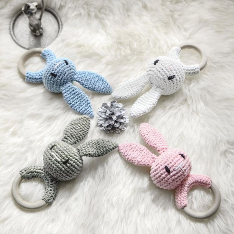 Mary Mainan Teether Bayi DIY Bentuk Kelinci Bahan Kayu