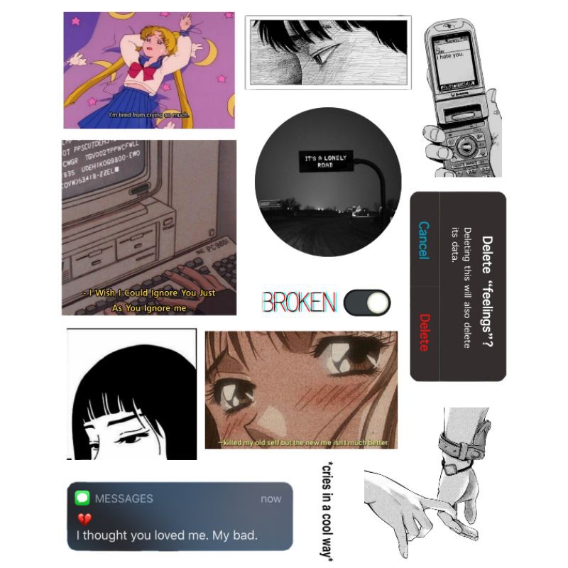 

4 PAKET STIKER SAD AESTHETIC UNCUT TAHAN AIR
