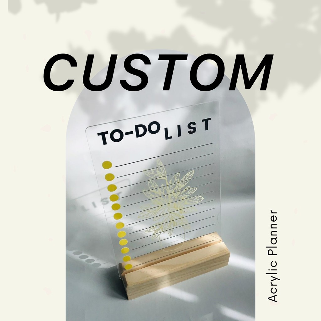 

CUSTOM ACRYLIC PLANNER AKRILIK INCLUDE WOODEN STAND