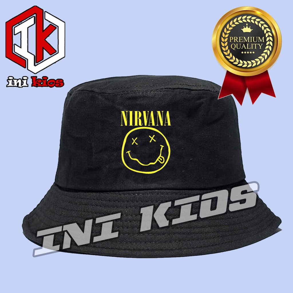 KEREN Topi Bucket NIRVANA Keren Pria dan wanita polos polosan MANTAP NIRVANA
