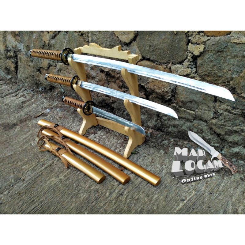 SATU SET MURAH!!! Katana dragon gold satu set murah samurai murah berkualitas dijamin