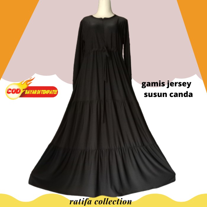 Gamis Jersey umpak Susun 3 rempel susun gamis muslimah terbaru||ratifa collection