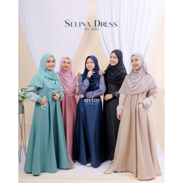 SELINA DRESS BY ATTIN HIJAB GAMIS KATUN TOYOBO GAMIS MURAH CANTIK