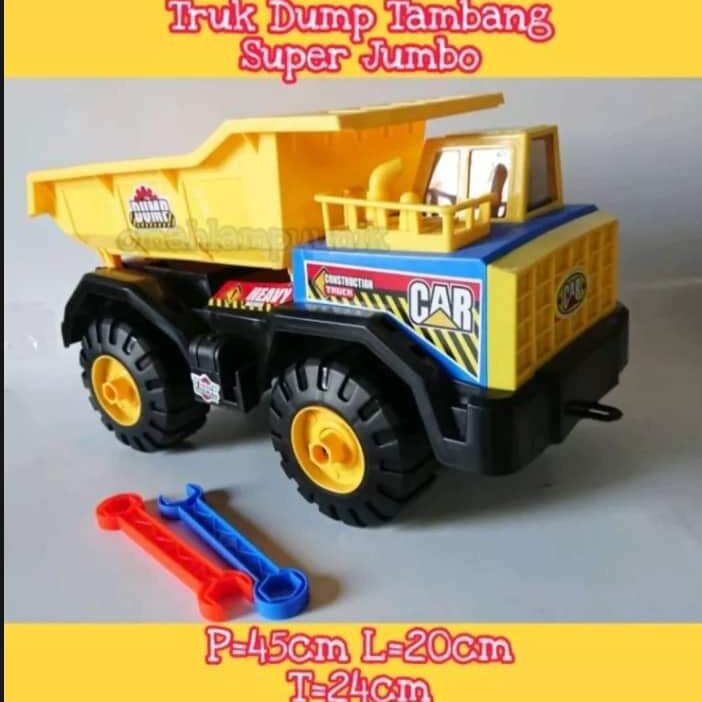Mainan Mobil Truck Dump Besar Jumbo FREE Kunci Kombinasi / Mainan Anak Mobil Truk Pasir Jumbo Bahan 
