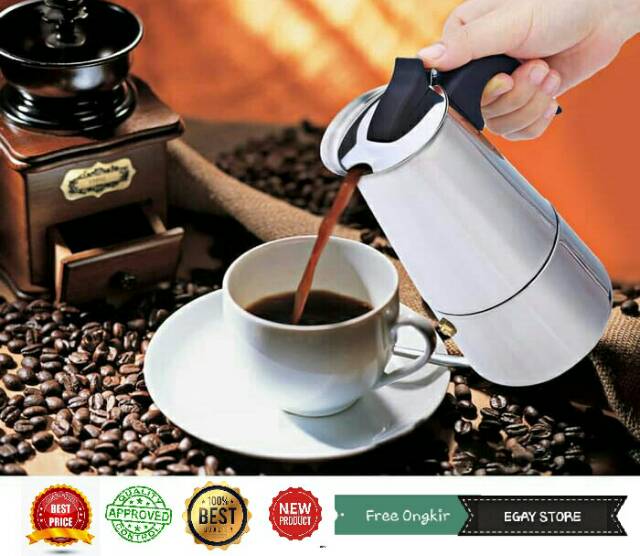 Moka Pot Coffee Espresso Teko Termos Kopi Moka / Coffee Maker Tea Maker Stainless Steel 300ML