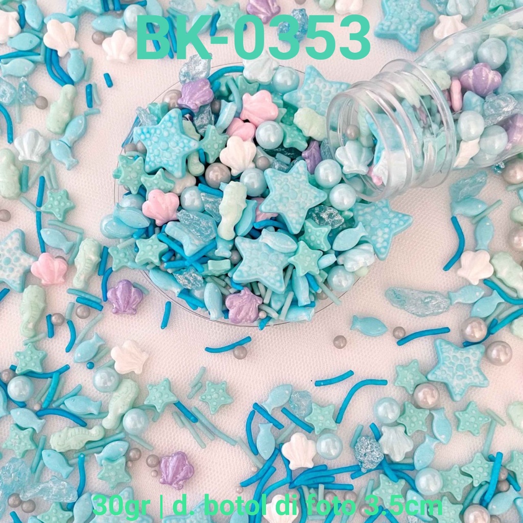 

BK-0353 Springkel sprinkles 30gr binatang laut kerang ikan mutiara yamama baking grosir murah sprinkles cake dekorasi mutiara trimit decoration story sprinklestory sprinklesstory sprinkle story yamama baking