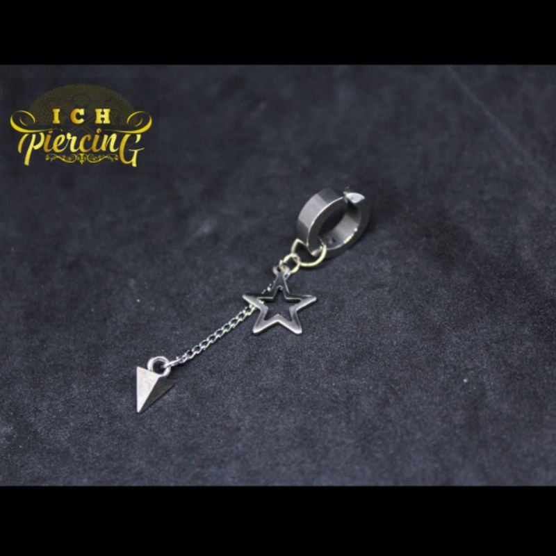 ANTING JEPIT KPOP / ANTING FAKE PRIA 3VARIASI / ANTING TITANIUM GANTUNGAN