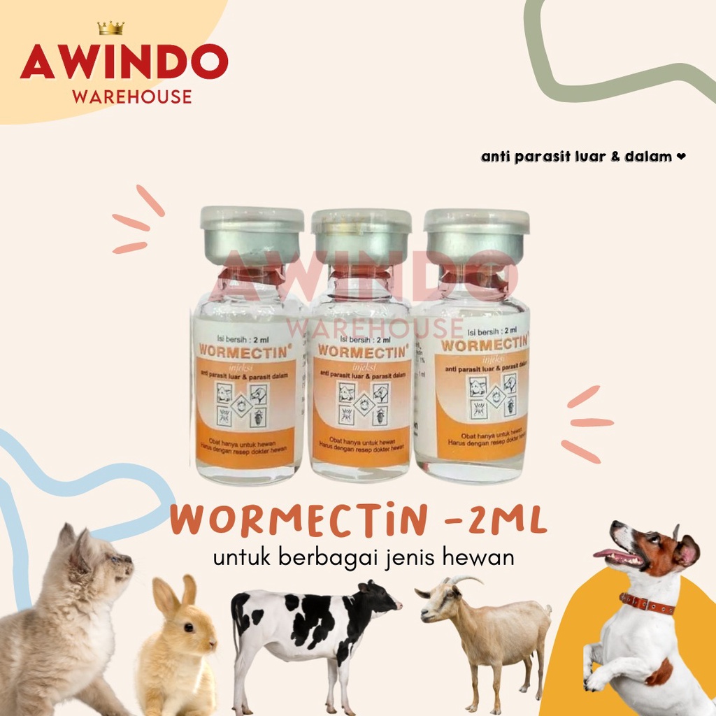 WORMECTIN 2ML - Obat Hewan Anti Jamur Cacing Parasit Kucing Anjing