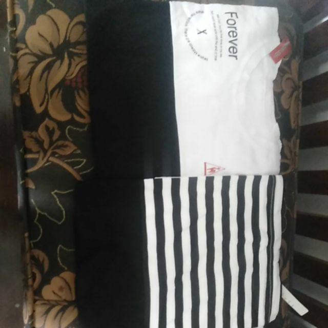 Kaos Couple Murah Baju Pasangan Model Srtip Hitam Putih Cowok Cewek Keren 4ever