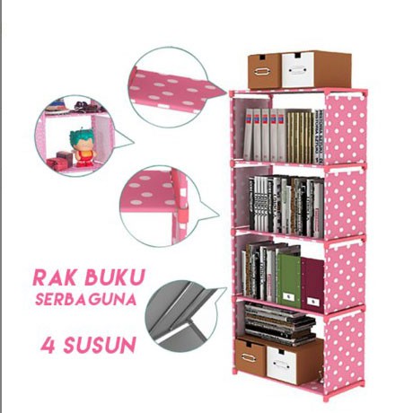 Rak Buku 5 Susun Bongkar Pasang Portable Serbaguna  (HR1)