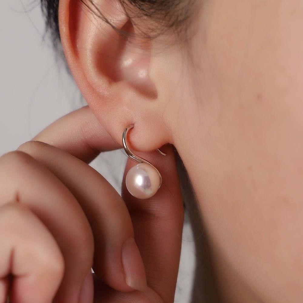 Anting Tusuk Gantung Mutiara Bulat Untuk Wanita