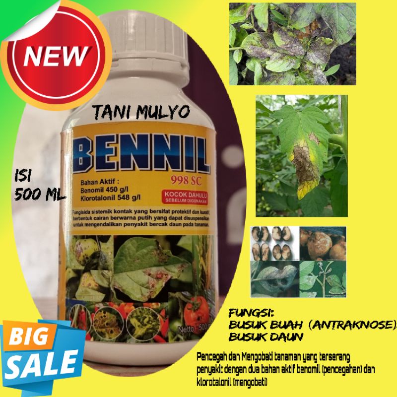 BENNIL 500 ML FUNGISIDA DOBEL BAHAN AKTIF BENOMIL PLUS KLOROTALONIL