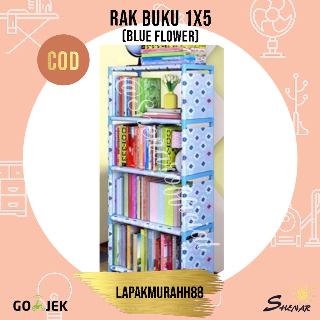 RAK BUKU PORTABLE/RAK SERBAGUNA/RAK BONGKAR PASANG/RAK MULTIFUNGSI MOTIF 1x5 (5 SUSUN)