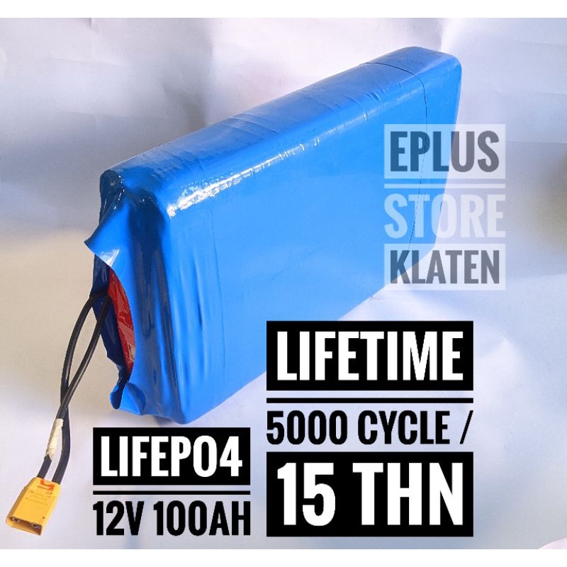 Baterai 12V 100AH LifePo4 include BMS siap pakai accu aki 5000 cycle 15 tahun UPS