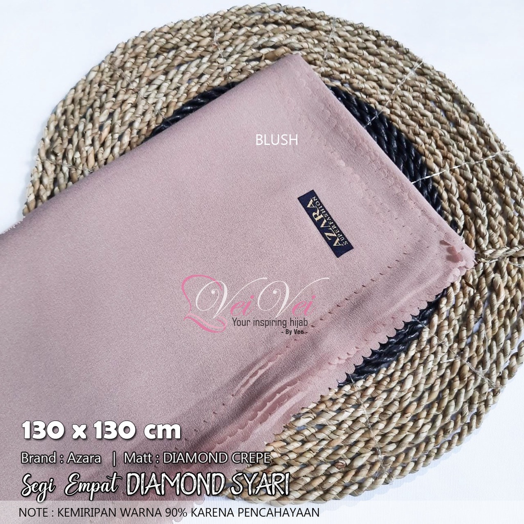 [ 130 x 130 cm] DIAMOND CREPE LASER - JILBAB SEGI EMPAT SYARI JUMBO AZARA-BLUSH