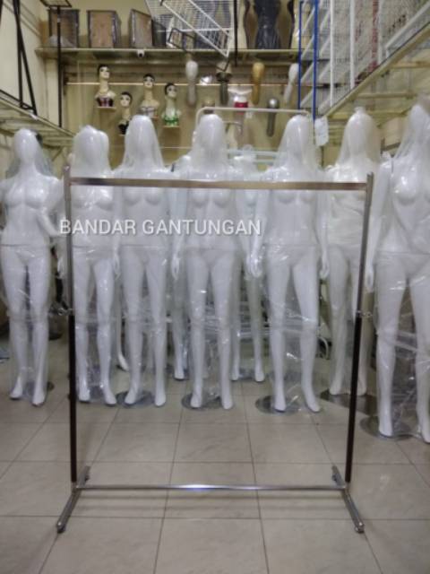 Gawang Baju Kotak  / Display Gantungan Palang Pipa Kotak / Rak Baju Pipa (Tanpa Cantelan Suling)(BH)