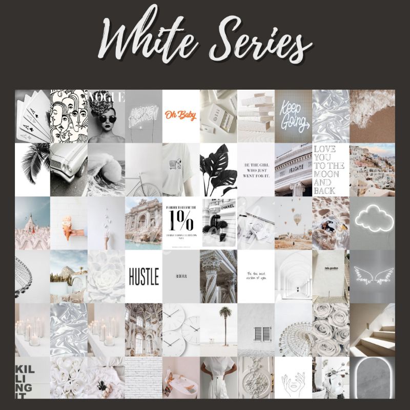 [50 PCS ] PAKET POSTER AESTHETIC WHITE SERIES WALLPOSTER WALL ART POSTER DINDING WALLPAPER DINDING