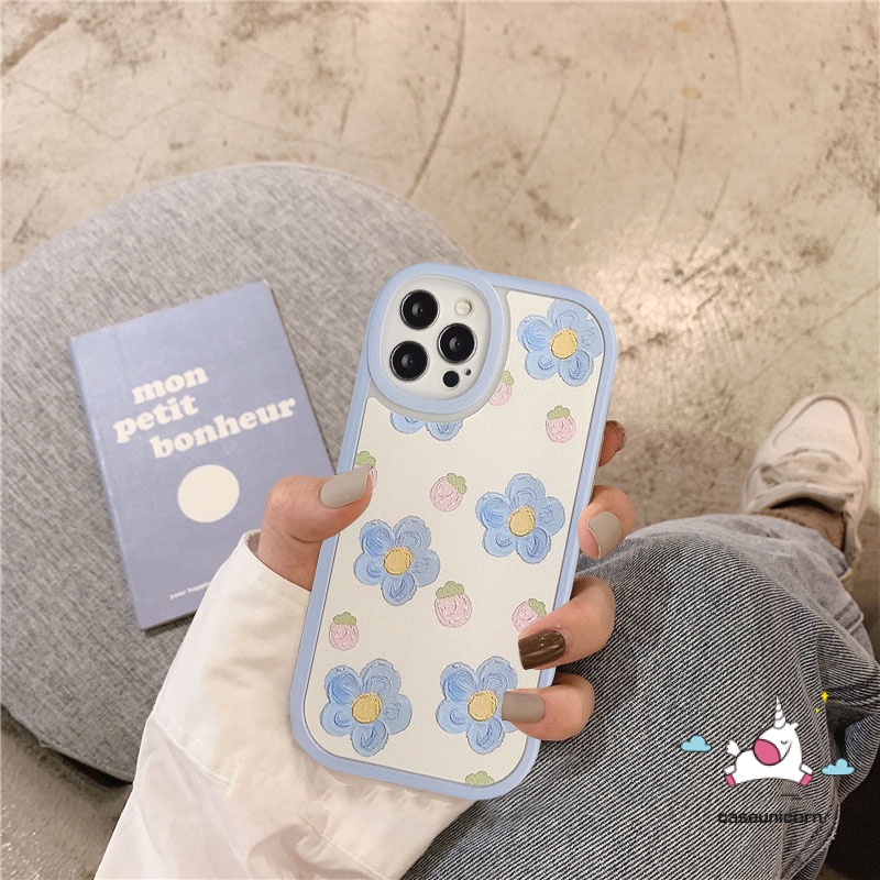 Soft Case Pelindung Lensa Bahan Tpu Motif Lukisan Bunga Untuk iPhone 11 13 12 Pro Max 7 8 Plus XR X XS Max 6 6s Plus SE 2020