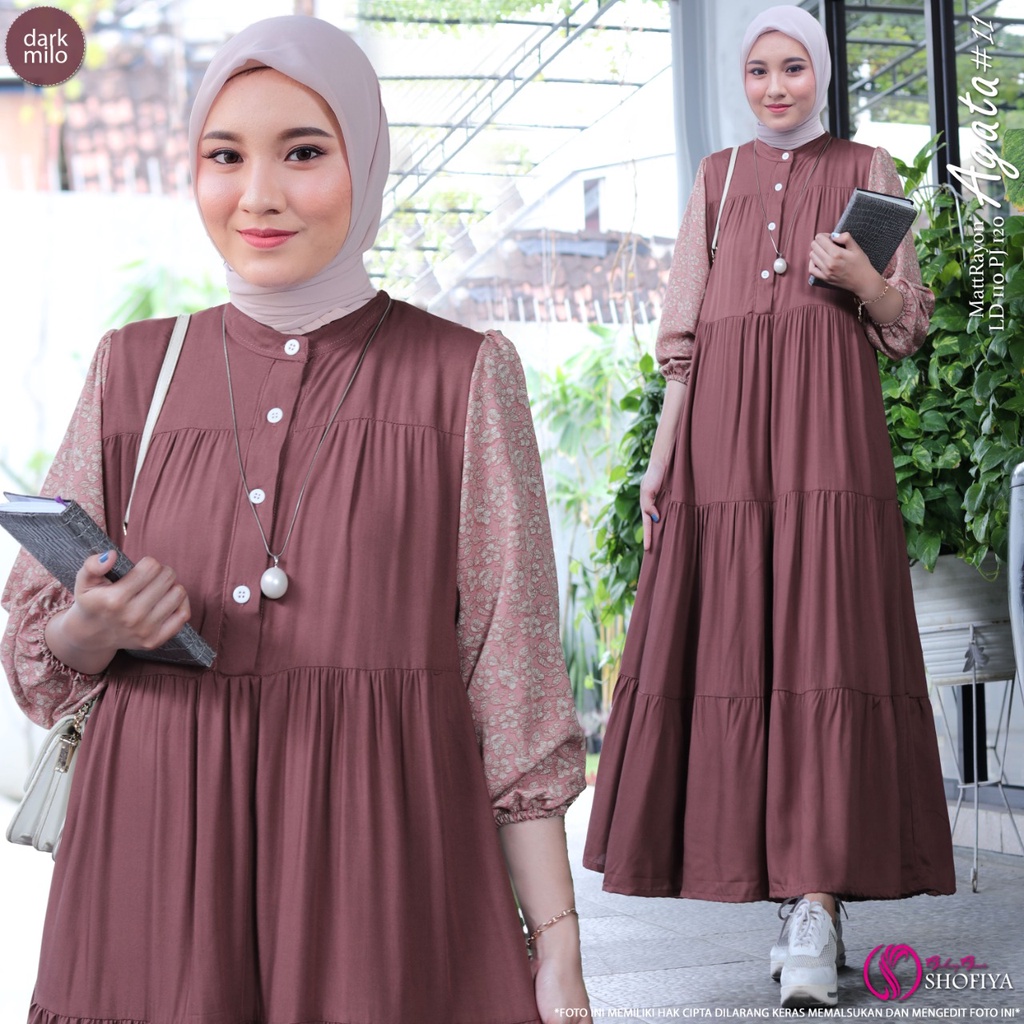 [RESTOCK] GAMIS DRESS FASHION MUSLIM // AGATA BY SHOFIYA-#11 Dark Milo