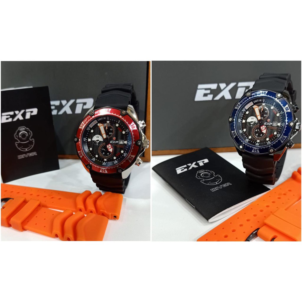 Jam Pria EXPEDITION EXP E3007 E 3007 FREE Rubber Strap Original Garansi Resmi Free Baterai