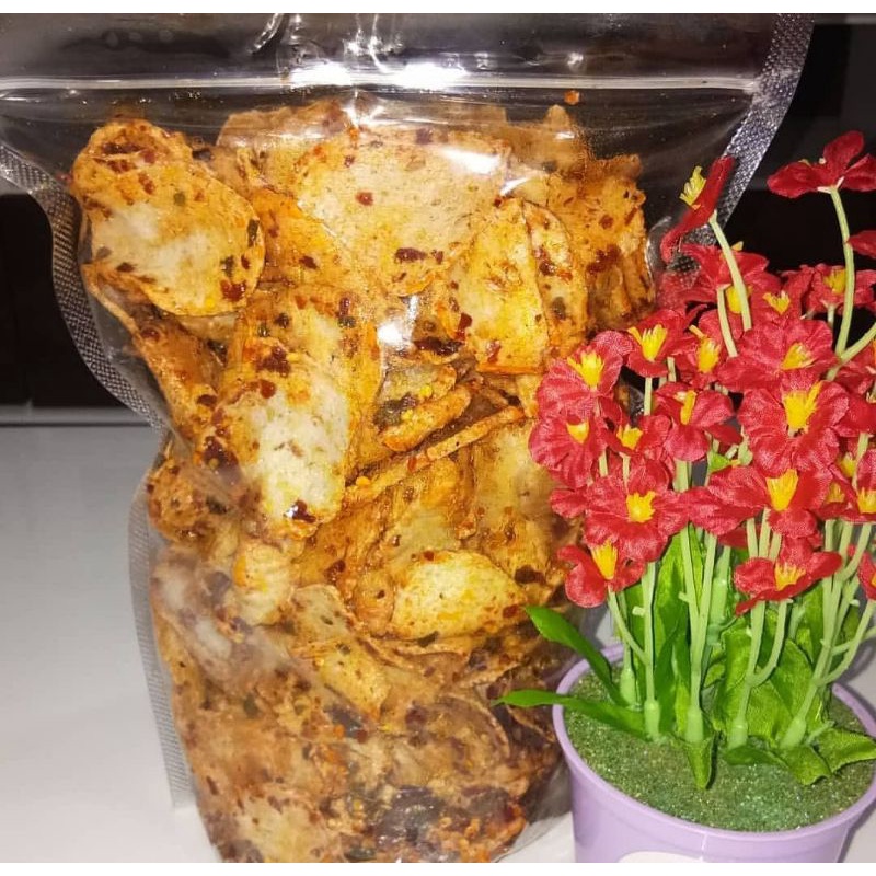 

Keripik basreng baso goreng pedas daun jeruk