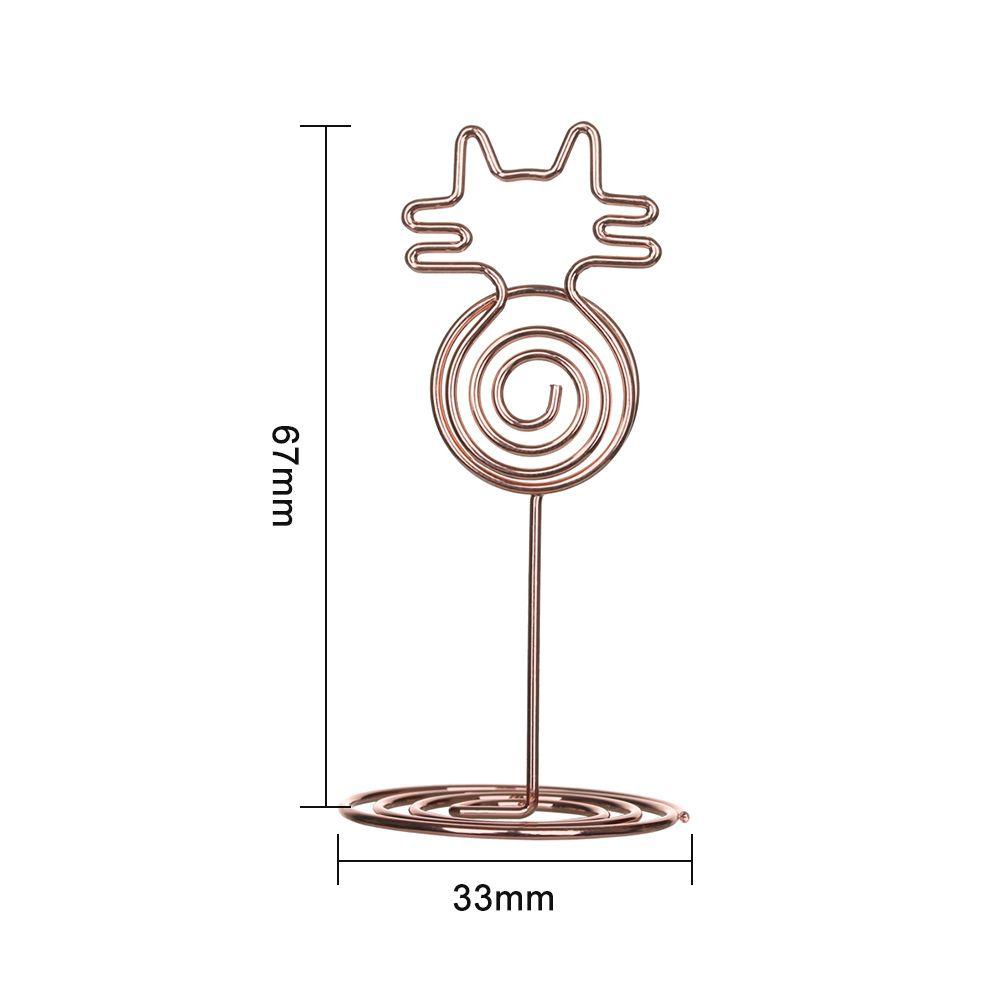 Suyo 1/5pcs Tempat Kartu Lucu Metalik Dekorasi Desktop Bentuk Kucing Perlengkapan Pernikahan Foto Klip
