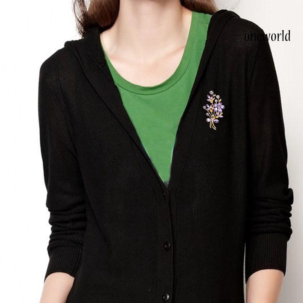 OW@ Rhinestone Pin Stylish Convenient Alloy Garment Brooch Badge for Banquet