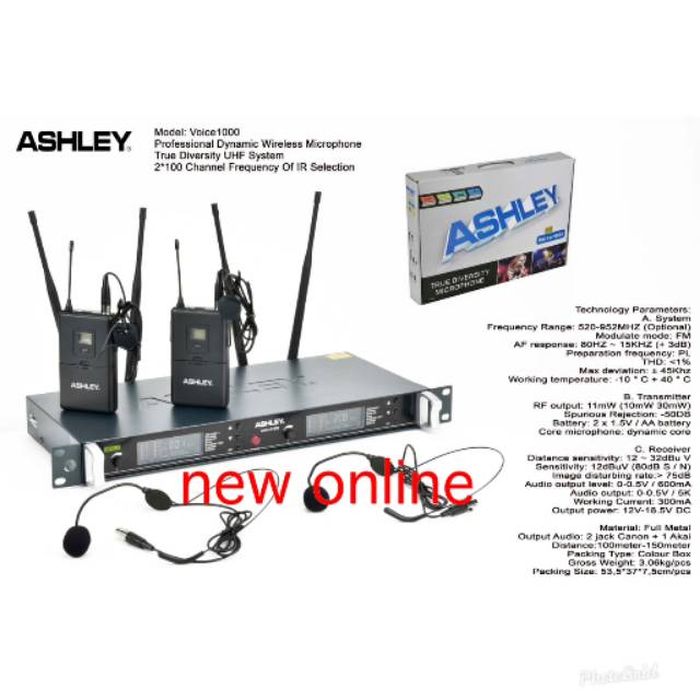 Mic wireless Ashley VOICE 1000 original Ashley jepit headset