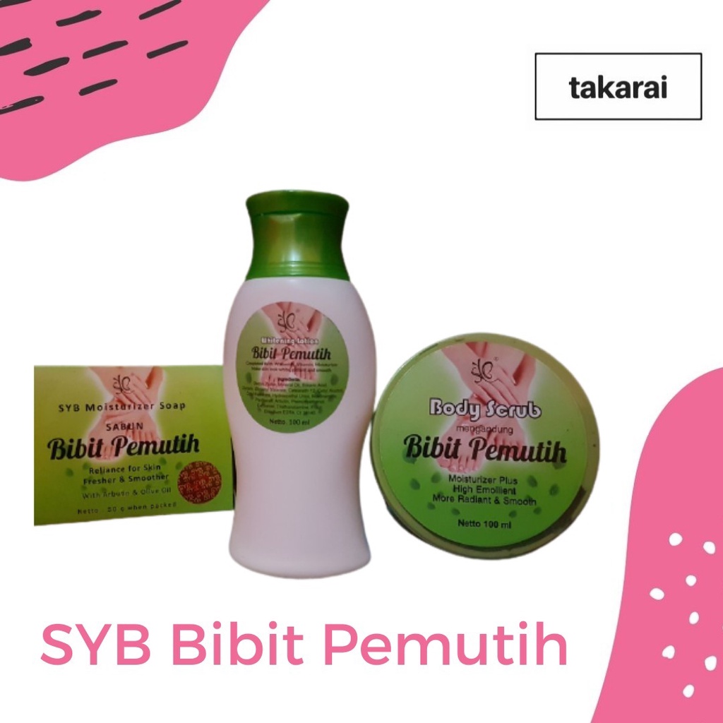 [COD] Paket Bibit Pemutih SYB 3in1 Lotion + Sabun + Body Scrub AMPUH Memutihkan Kulit Secara Alami Selama 10 Hari - ORIGINAL BPOM