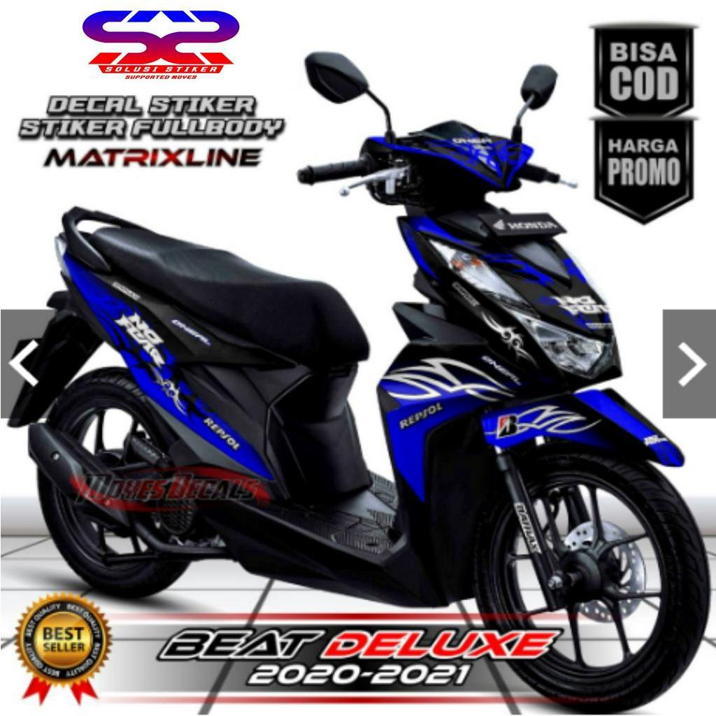 Sticker Motor Full Body Honda Beat Deluxe Decal Stiker Beat 2020 2021 Motif Racing Biru
