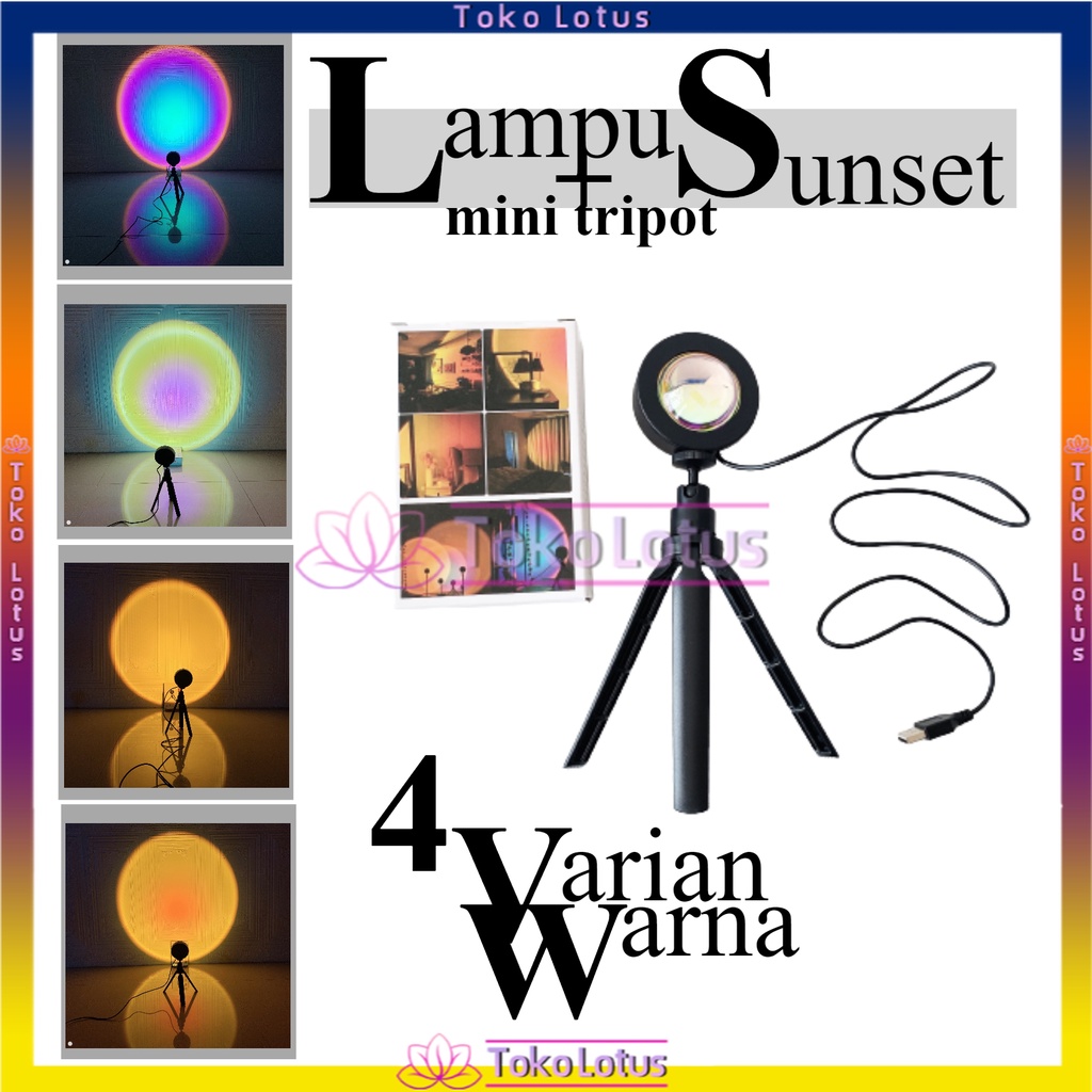 Lampu sunset+Tripot mini Led Motif Rainbow SunsetRD Sunset Sun Untuk foto aestetik [Bisa Bayar COD]