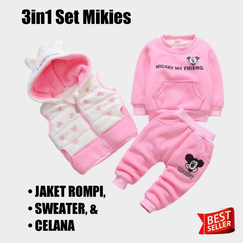 Baju Setelan Anak Laki Perempuan Set Cowok Cewek Unisex Umur 2 3 4 5 6Tahun jaket ,rompi ,sweater