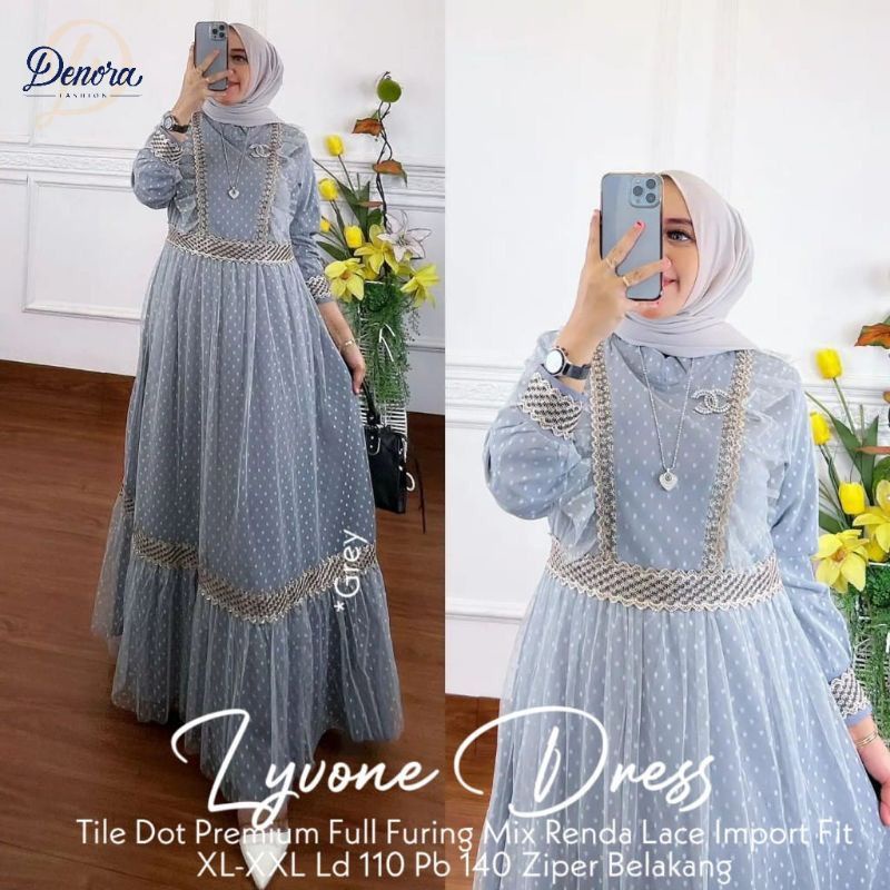 DRESS MUSLIM, baju wanita, baju gamis, dress, gamis, Baju gamis, fashion wanita, Lyvone Dress