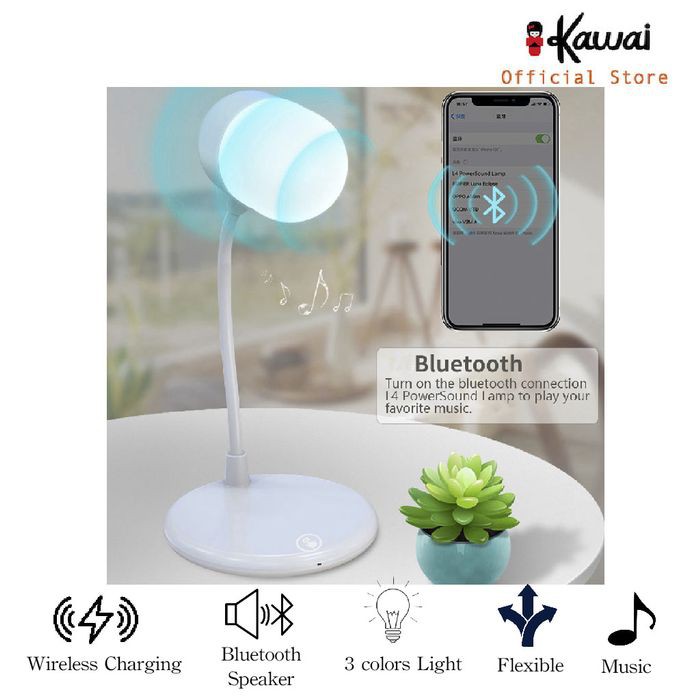 iKawai 3in1 Smart Wireless Charger 10w  Bluetooth Speaker Table Lamp LED