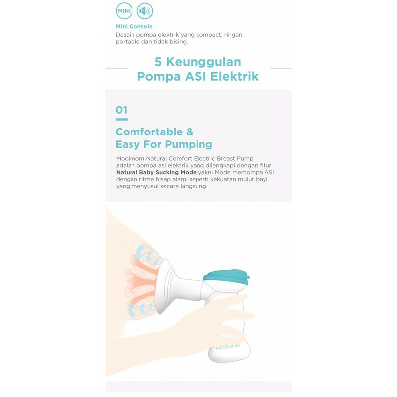 Mooimom A92801 Natural Comfort Electric Breast Pump Pompa Asi